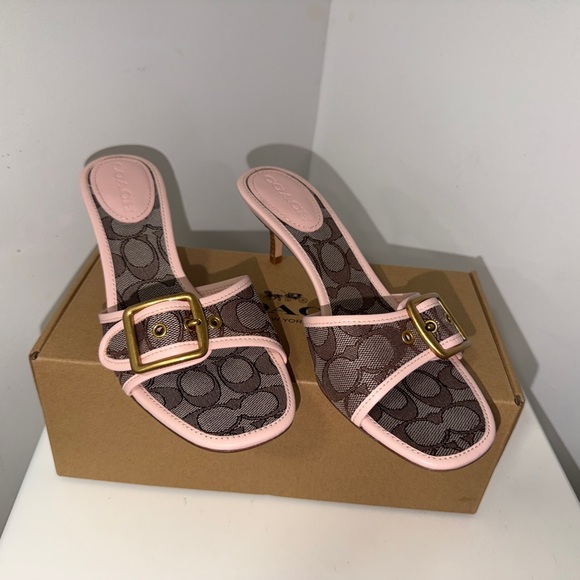 Coach Shoes - Coach Pink Signature Canvas Sandals heels